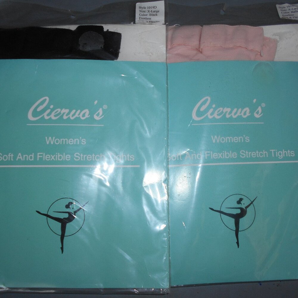 2 Pair Adult XLarge Footless Pink & Black Tights- NWT